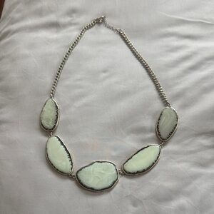 Silver-Tone Mint Stone Statement Necklace